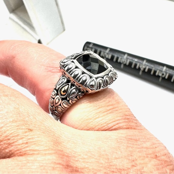 John Hardy 925 Sterling Silver Ring/14K Gold with Onyx Faceted Stone. - Picture 5 of 7